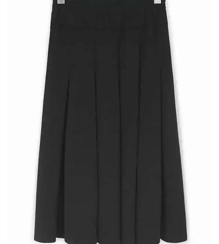 High Elastic Waist Black Pleated Design Elegant Midi Half-body Skirt Women Fashion Tide New Spring Autumn 2025 1DH8940