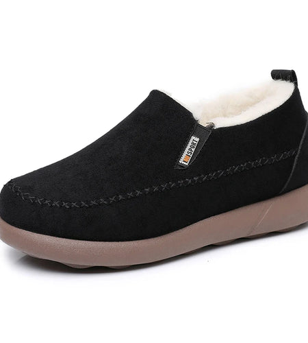 Boots Slip On Fur Shoes For Women's Winter Boots Snow Casual Winter Footwear Women Keep Warm Ankle Boots Fur Black Botas Mujer