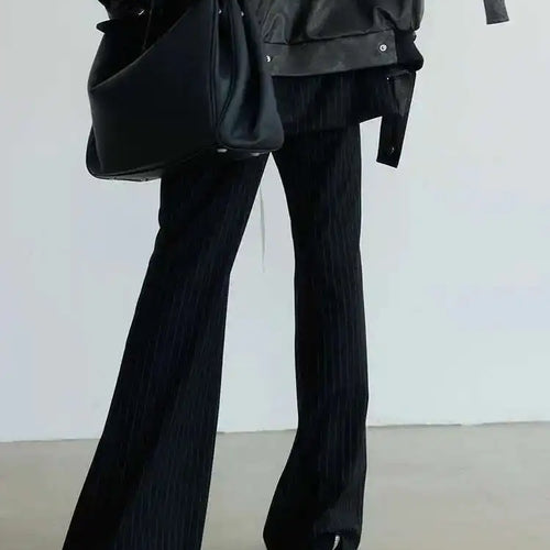 Load image into Gallery viewer, High Waist Balck Striped Bandage Shaped Long Wide Leg Pants New Trousers Women Fashion Tide Spring Autumn 2025 1DH7080
