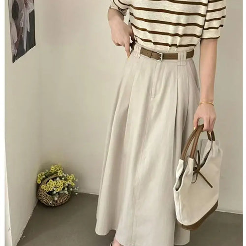 Load image into Gallery viewer, Spring Summer Korean Fashion Solid Elegant Sexy Pleated Long Skirt Women High Waist Festival Versatile Slim Skirts 2025 Casual

