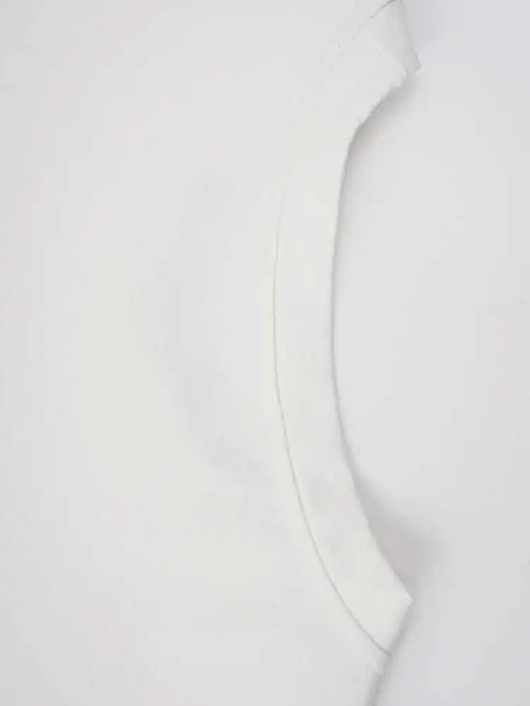 Women White Irregular Hem Big Size Casual T-shirt New Round Neck Long Sleeve Fashion Tide Spring Autumn 2025 CPG1909