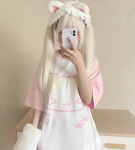 Oversized Tshirts Women Clothing Anime Print Summer Japanese Tees Y2k Tops Cotton Cute Tees Casual Fashion Camisetas Ropa Mujer