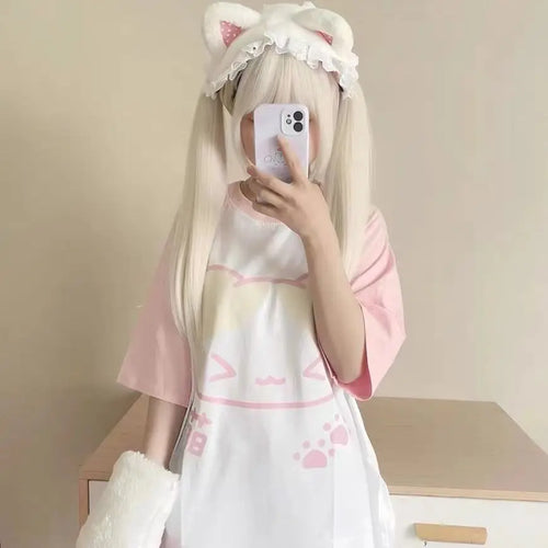 Load image into Gallery viewer, Oversized Tshirts Women Clothing Anime Print Summer Japanese Tees Y2k Tops Cotton Cute Tees Casual Fashion Camisetas Ropa Mujer
