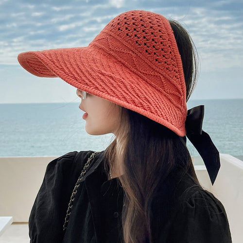 Load image into Gallery viewer, Summer Hats For Women Fashion M Letter Bow Design Straw Hat  Empty Top Sun Hat Travel Beach Hat
