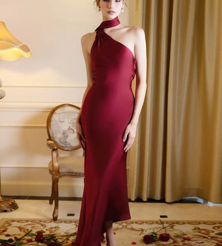 Scarf Collar Backless Sexy Maxi Dress For Women Gown Fashion Strapless Sleeveless High Waist Bodycon Club Long Dress