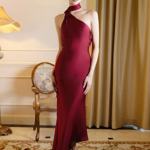 Load image into Gallery viewer, Scarf Collar Backless Sexy Maxi Dress For Women Gown Fashion Strapless Sleeveless High Waist Bodycon Club Long Dress
