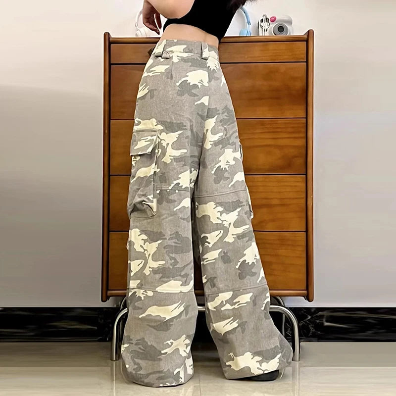 Men's Cargo Pants New High Street Trendy Straight Leg Multi Pockets Design Patchwork Loose Male Summer Bottoms 9W1956