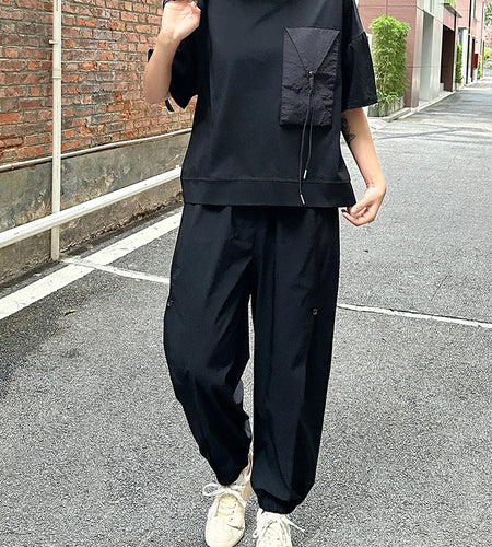 High Elastic Waist Black Brief Pocket Casual Harem Pants New Trousers Women Fashion Tide Spring Autumn 2025 1DJ0897