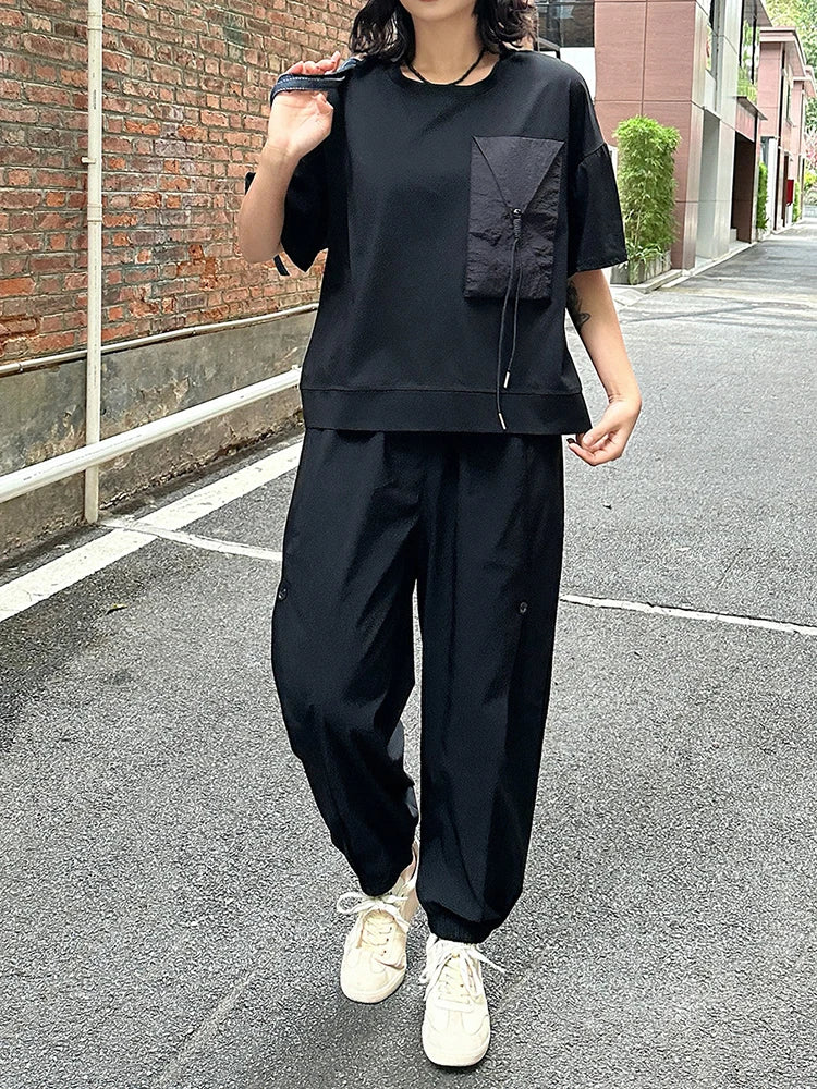 High Elastic Waist Black Brief Pocket Casual Harem Pants New Trousers Women Fashion Tide Spring Autumn 2025 1DJ0897