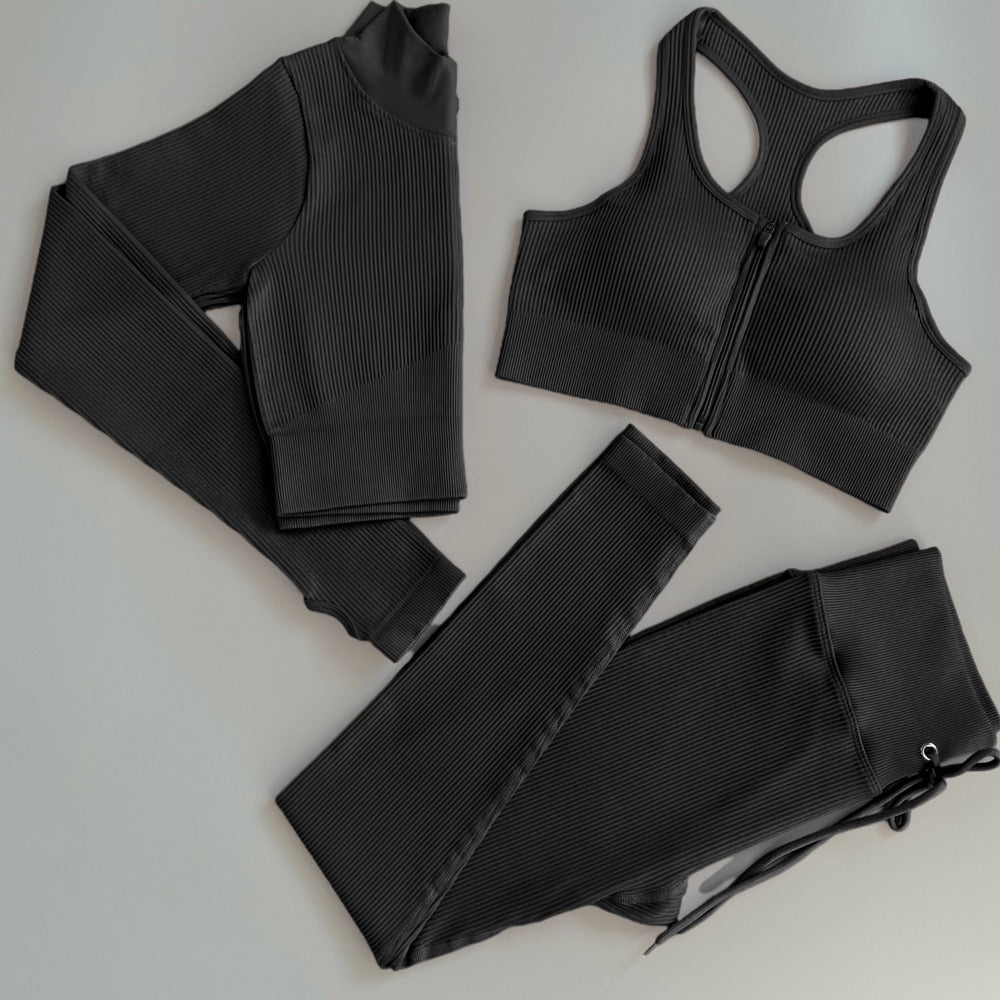 2/3/5Pcs Yoga Set Fitness Shorts Women Outfits Crop Top Long Sleeve Activewear Sports Leggings Gym Set Workout Clothes For Women