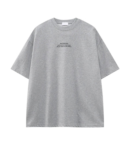 Men's T-shirts Short Sleeve New Korean Style Letter Print Design Round Neck Solid Color Trendy Male Pullover Top 9W1834