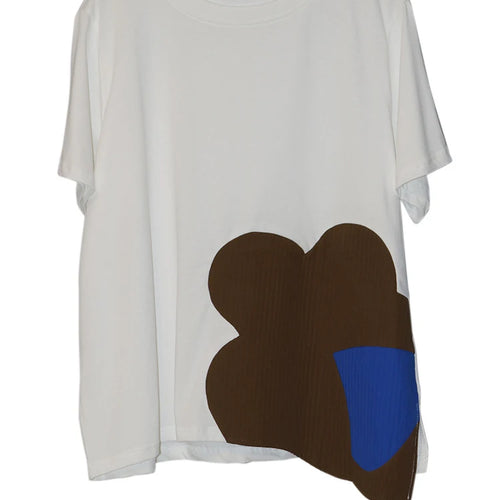 Load image into Gallery viewer, Women Black Color-block Irregular Big Size T-shirt New Round Neck Shorr Sleeve Fashion Tide Spring Summer 2025 1DJ0562
