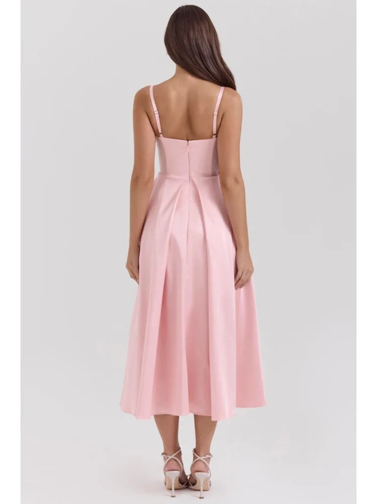 Elegant Spaghetti Strap Bodycon Party Evening Dress Women Sexy Deep V Backless Female Slim Vestido Autumn/Winter 2025