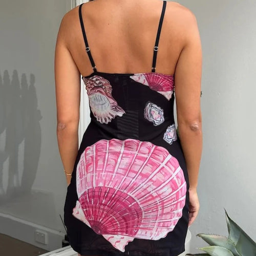 Load image into Gallery viewer, Spaghetti Strap Floral Print Mini Dress For Women Robe Summer New V Neck Sleeveless Backless Print Beach Holiday Dress
