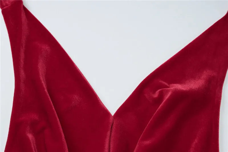 Halter Backless Sexy Maxi Dress For Women Gown Fashion Lace-up Deep V Neck Sleeveless Bodycon Split Long Dress Elegant