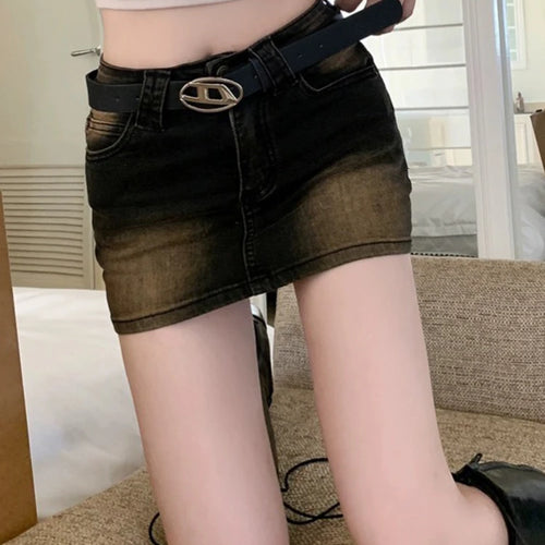 Load image into Gallery viewer, Summer Vintage Washed Sexy Women Mini Skirts Korean Fashion Casual Simple Chicly High Waist Slim XS-XL Female Jean Y2K Skirt
