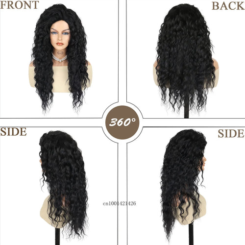 Load image into Gallery viewer, Black Women Wigs Big Volume Synthetic Hair Heat Resistant Fiber Long Curly Hairstyles Natural Wavy Wigs Fluffy Haircuts Female
