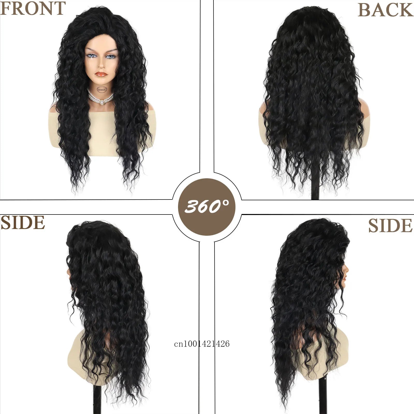 Black Women Wigs Big Volume Synthetic Hair Heat Resistant Fiber Long Curly Hairstyles Natural Wavy Wigs Fluffy Haircuts Female