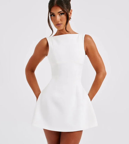 Spring 2024 New Sexy Slim Fit Short Skirt Women's Open Back Tank Top Basic Dress