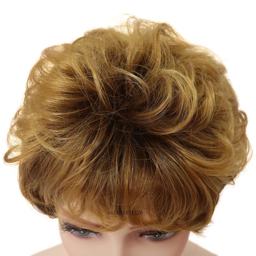 Load image into Gallery viewer, Mommy Wigs with Bangs Synthetic Hair Replacement Female Curly Natural Daily Wear Costume Copper Brown Gradient Color Ombre Wig
