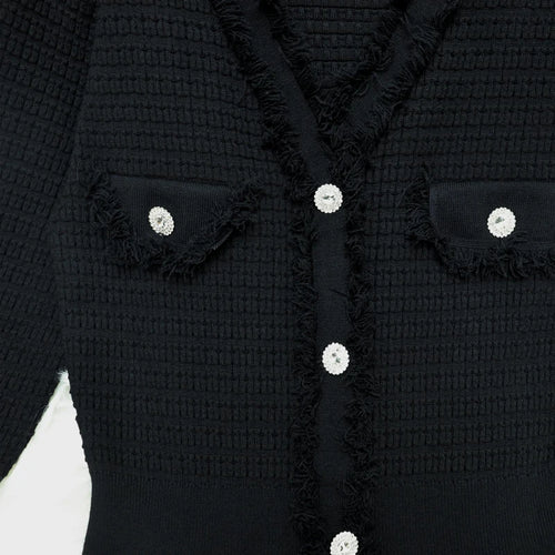 Load image into Gallery viewer, Autumn 2024 New Fashion White V-neck Long Sleeve Single Breasted Knit Long Dress Women Black Temperament Elegant Office Dresses
