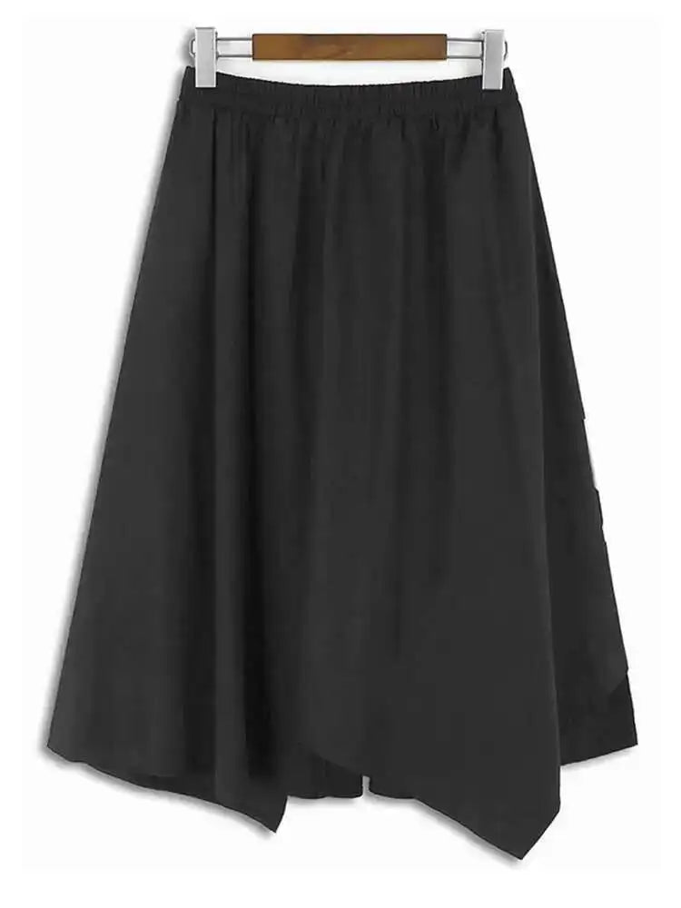 High Elastic Waist Black Dot Printed Irregular A-line Half-body Skirt Women Fashion Tide New Spring Autumn 2025 1DH6191