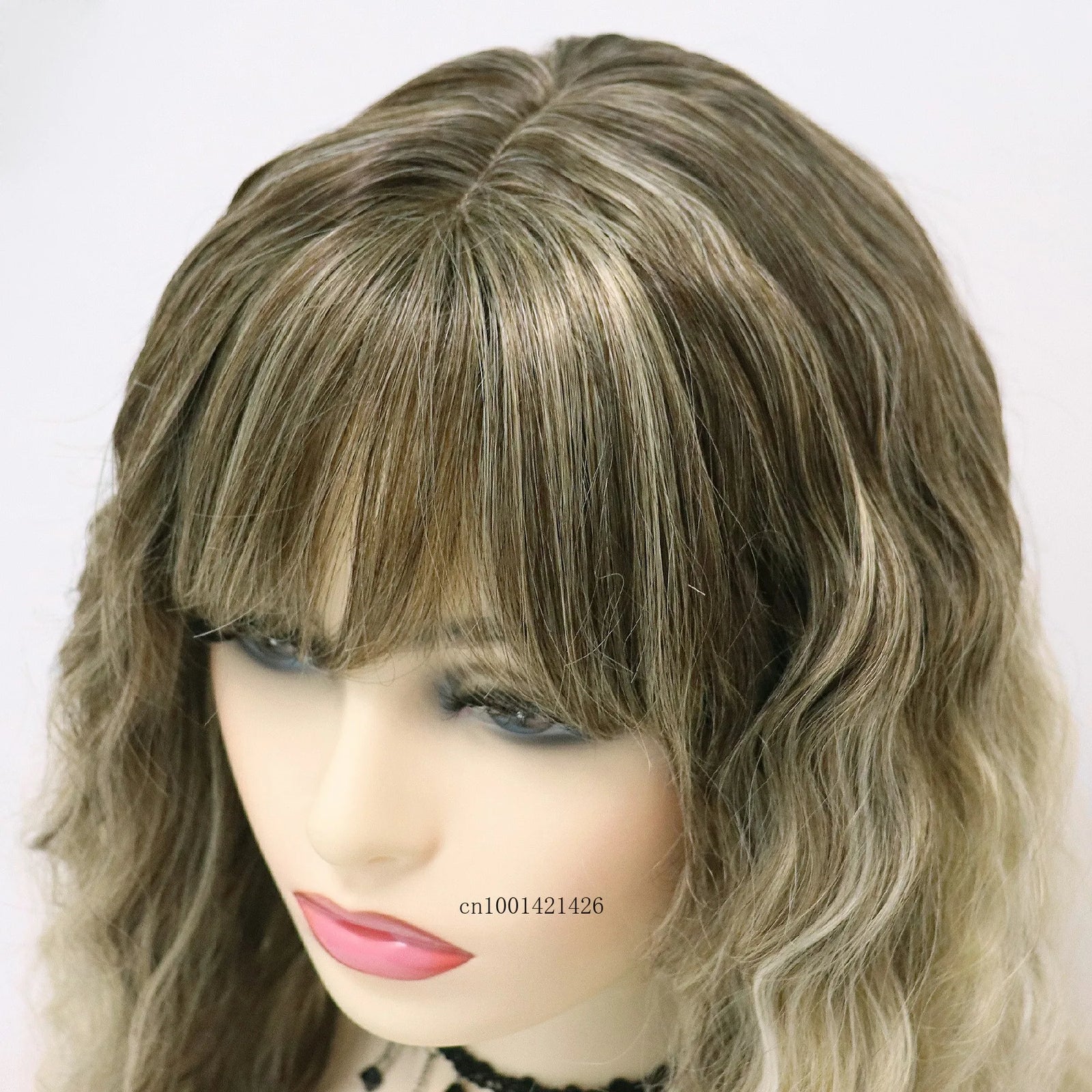 Long Wig with Bangs Synthetic Hair Brown Gradient Blonde Color Super Long Hair Cosplay Wigs Natural Styles Daily Use Wig Costume