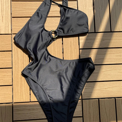 Load image into Gallery viewer, One Shoulder Swimwear 2025 Asymmetric One Piece Swimsuit for Women Sexy Bathing Suit Hollow Out Swimwear Bodysuit
