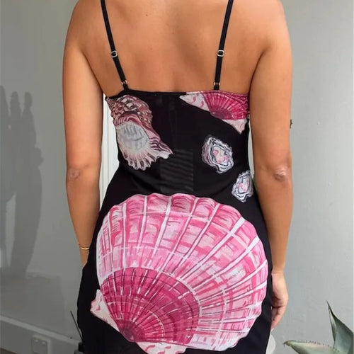 Load image into Gallery viewer, Spaghetti Strap Floral Print Mini Dress For Women Robe Summer New V Neck Sleeveless Backless Print Beach Holiday Dress
