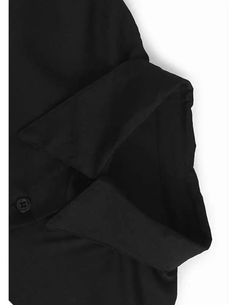 Women Green Hem Irregular Pleated Big Size Shirt Dress New Lapel Long Sleeve Fashion Tide Spring Autumn 2025 1DH6769