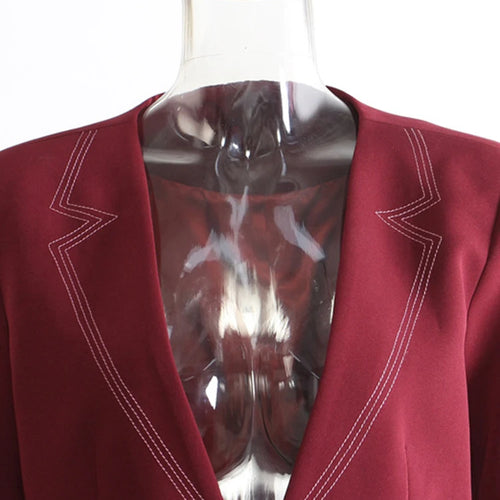 Load image into Gallery viewer, Women Wine Red Topstitched Big Size Elegant Blazer New V-neck Long Sleeve Jacket Fashion Tide Spring Autumn 2025 1DH7919
