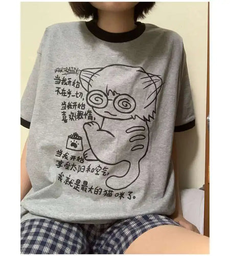 Oversized Tshirts Women Clothing Short Sleeve O-neck Cartoon Print Camisetas Y2k Tops Summer Tees Casual Chic T-shirt Ropa Mujer