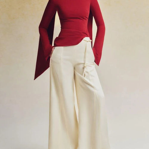 Load image into Gallery viewer, Autumn Winter Women&#39;s Solid Pullovers Tops 2024 New Fashion Flared Sleeves Long Sleeves Zipper Boat Neck Warmth Originality Tops
