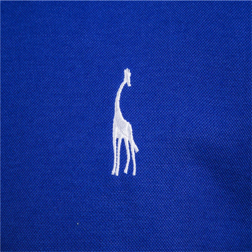 3 Colors AIOPESON Brand Soild Men's Polo Giraffe Embroidery Short Sleeve Polos Men Casual Cotton Polo Shirt Men