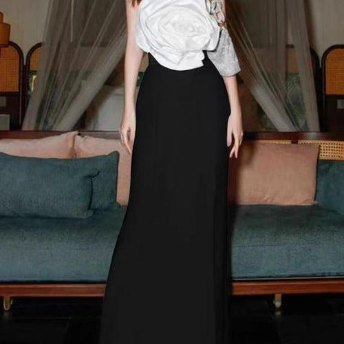 Load image into Gallery viewer, Hit Color Slimming Spliced Appliques Dresses For Women Strapless Sleeveless High Waist Temperament Dress Female New
