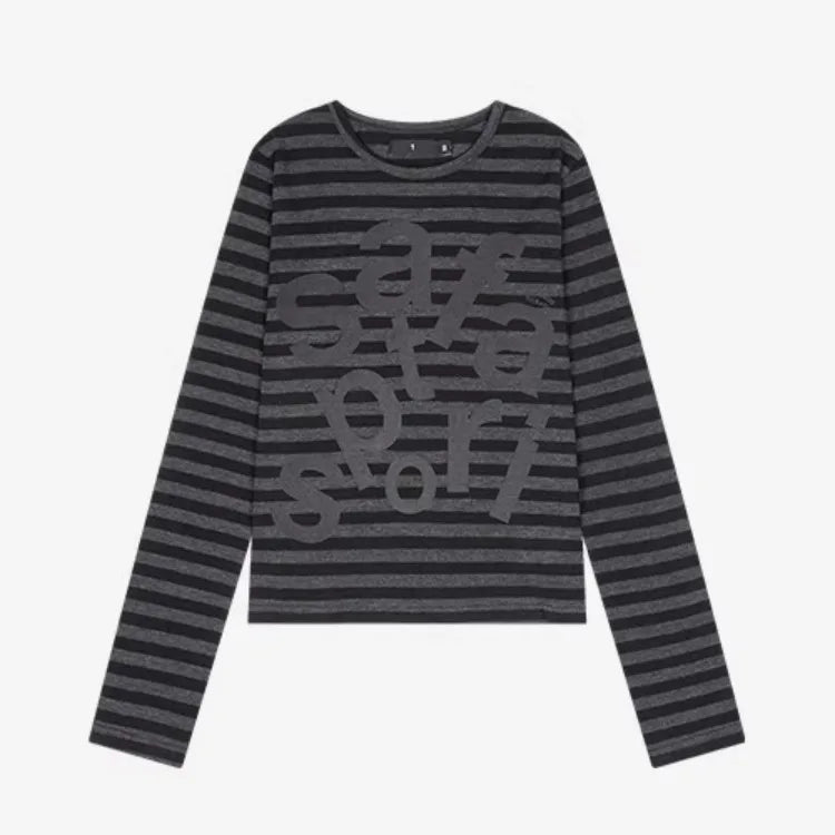 Letter Print T Shirts Women Clothing Preppy Style O-neck Long Sleeve Tees Chic Korean Camisetas Y2k Tshirts Tops 2024 Ropa Mujer