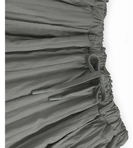 High Elastic Waist Gray Pleated Drawstring Long Wide Leg Pants New Trousers Women Fashion Tide Spring Autumn 2025 1DH8937