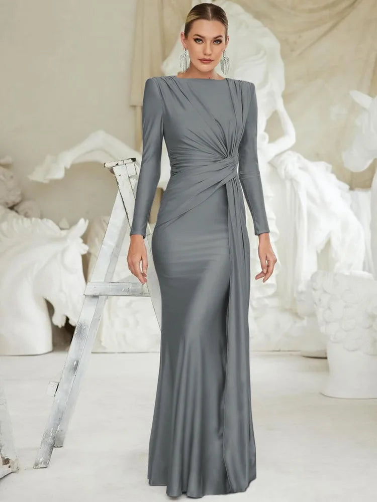 Elegant Long Sleeve Bodycon Party Club Evening Dress For Women 2025 New Fashion Temperament Slim Tight Elastic Vestidos