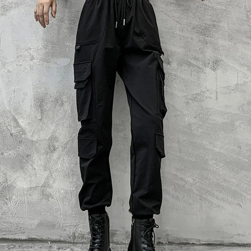 Load image into Gallery viewer, Black Pockets High Elastic Waist Long Harem Trousers New Loose Fit Pants Women Fashion Tide Spring Autumn 2025 1DD2683
