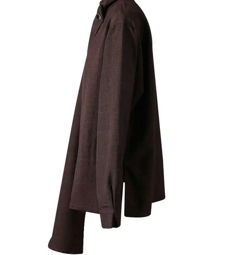 Women Dark Brown Irregular Big Size Elegant Blouse New Scarf Collar Long Sleeve Shirt Fashion Spring Autumn 2025 CPG2867