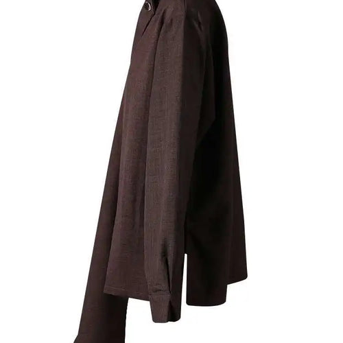 Load image into Gallery viewer, Women Dark Brown Irregular Big Size Elegant Blouse New Scarf Collar Long Sleeve Shirt Fashion Spring Autumn 2025 CPG2867
