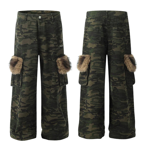 Load image into Gallery viewer, American High Street Male Cargo Pants Fur Design Loose Straight Wide Leg Multi Pockets Chic Male Casual Trousers 9W1957
