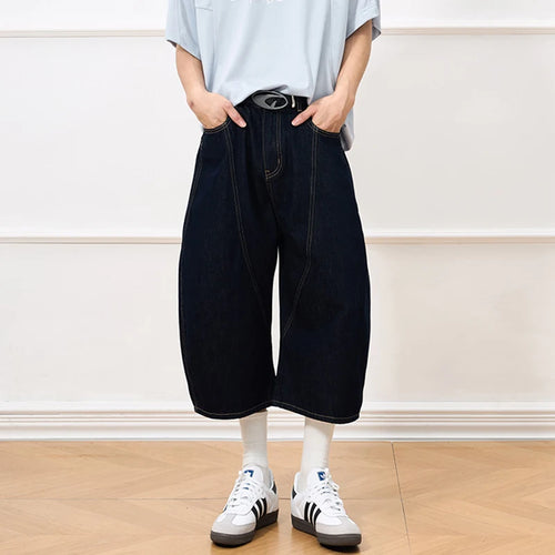 Load image into Gallery viewer, Men&#39;s Denim Shorts New  American Style Washed Curved Knife Trendy Line Design Male Solid Color Fashion Clothing 9W1909
