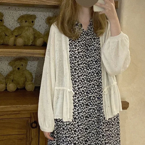 Load image into Gallery viewer, Sweet Kawaii Soft Girl Cute Cardigan Women Sweater Tops Japanese  Solid Long Sleeve Thin Lolita Knitted Kardigany
