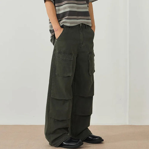 Load image into Gallery viewer, Men's Cargo Pants New American Style Multi Pockets High Street Straight Wide Leg Pants Solid Color Male Trousers 9W1898
