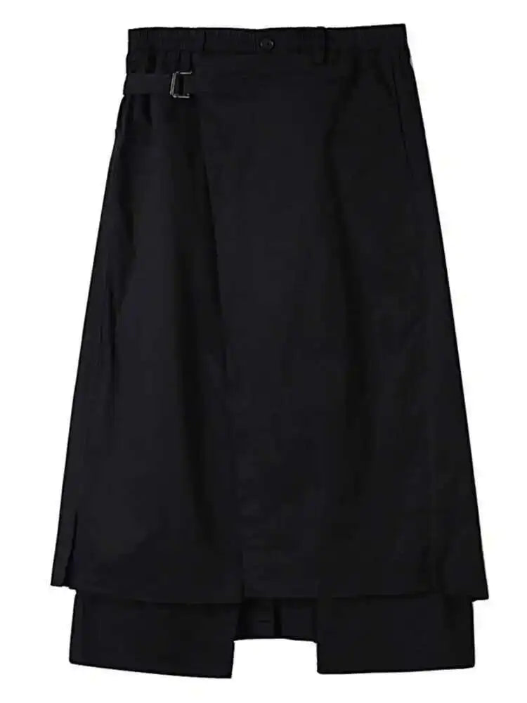 High Elastic Waist Black Irregular Bandage Wide Leg Pants New Loose Fit Trousers Women Fashion Spring Autumn 2025 JI0840