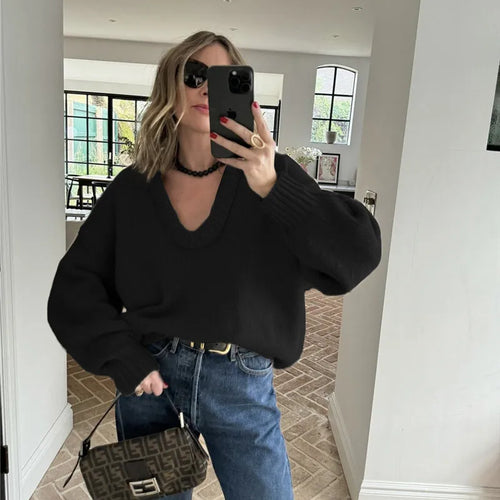 Load image into Gallery viewer, Long Sleeve Loose Knit Sweater Women Winter O Neck Pullovers Casual Warm Knitted Sweaters Tops Femme Knit Pullover Tops
