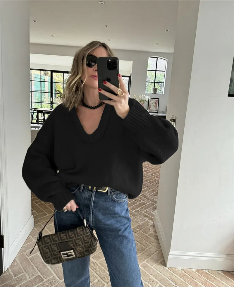 Long Sleeve Loose Knit Sweater Women Winter O Neck Pullovers Casual Warm Knitted Sweaters Tops Femme Knit Pullover Tops