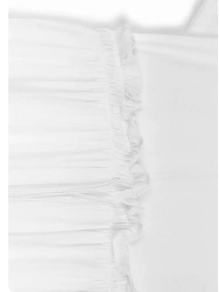 Women Black Pleated Drawstring Big Size Midi Dress New Round Neck Short Sleeve Fashion Tide Spring Summer 2025  1DH6181