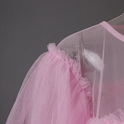 Load image into Gallery viewer, Mesh T-shirt Cake Half-body Skirt Two Pieces Suit New Round Neck Short Sleeve Women Fashion Spring Summer 2025 CPG3209
